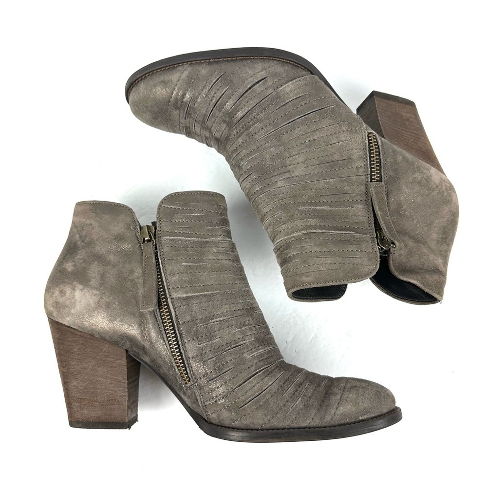 Paul Green Malibu Sliced Ankle Boot US 8.5 Tan Brown Metallic Suede Bootie‎ UK 6